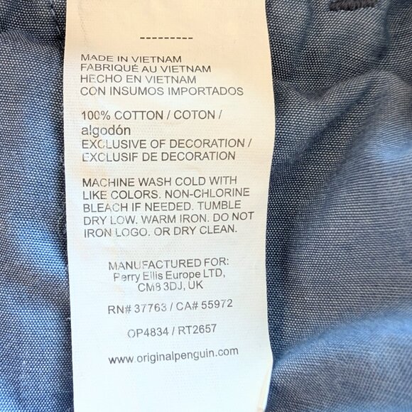 Original Penguin Chambray Shorts Men Size 34 (US) Classic‎ Fit 8" Inseam - Picture 12 of 12